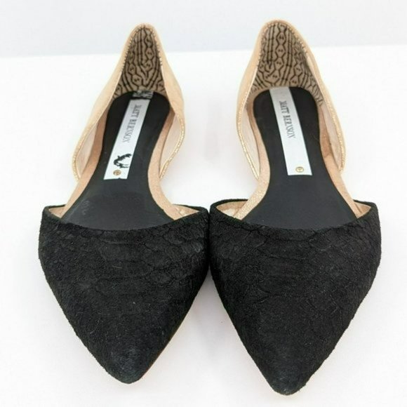 Matt Bernson dOrsay Flats 9.5 M Black Rose Gold Two Toned Snake Embossed Leather - Picture 4 of 14
